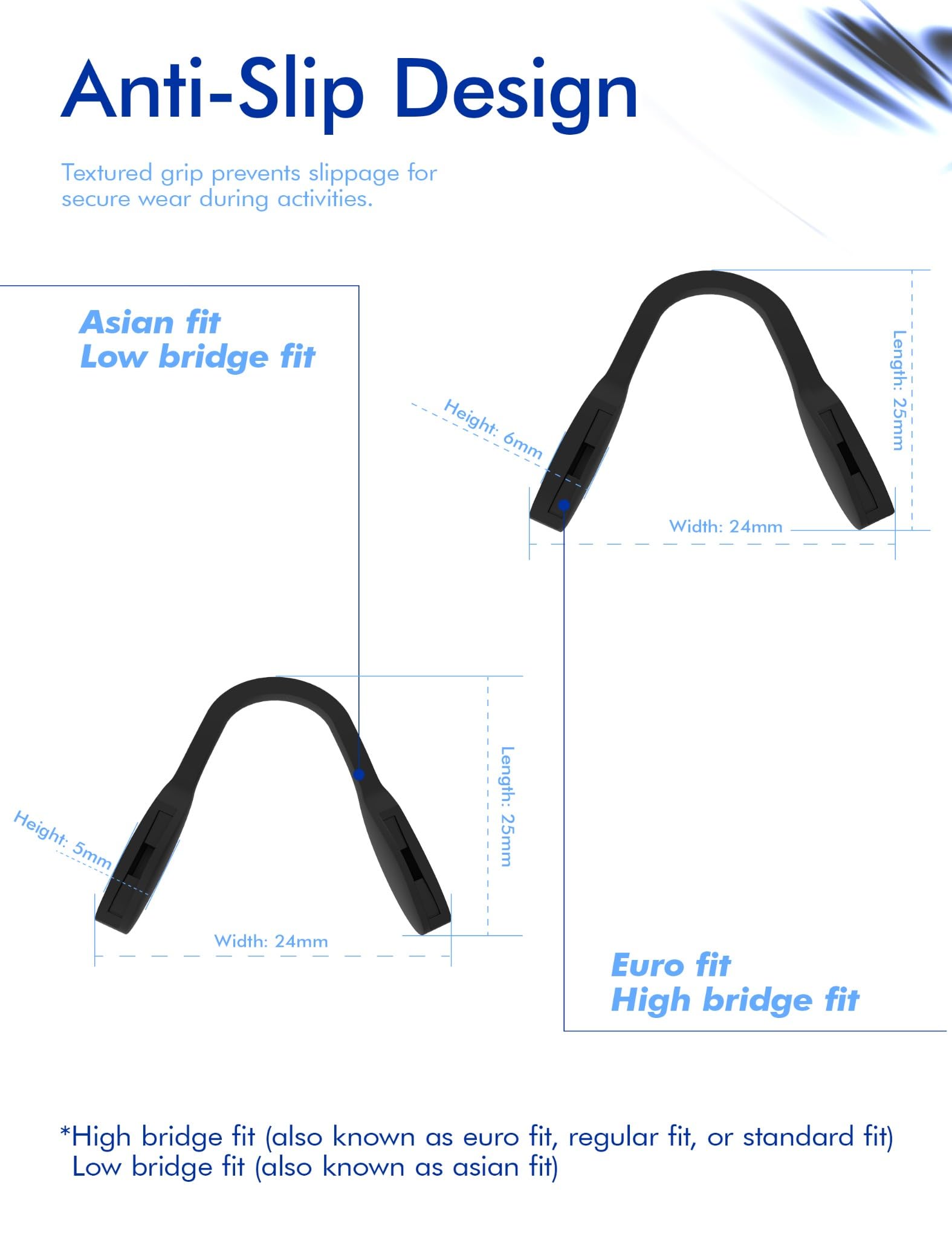 SAUCER Replacement Nose Pieces Pads for Oakley Split Shot OO9416 | Split Time OO4129 | Targetline OO4129 | Crossrange Patch R XL OO9361 Sunglasses - Standard Black + Asian Fit Black - Image 3