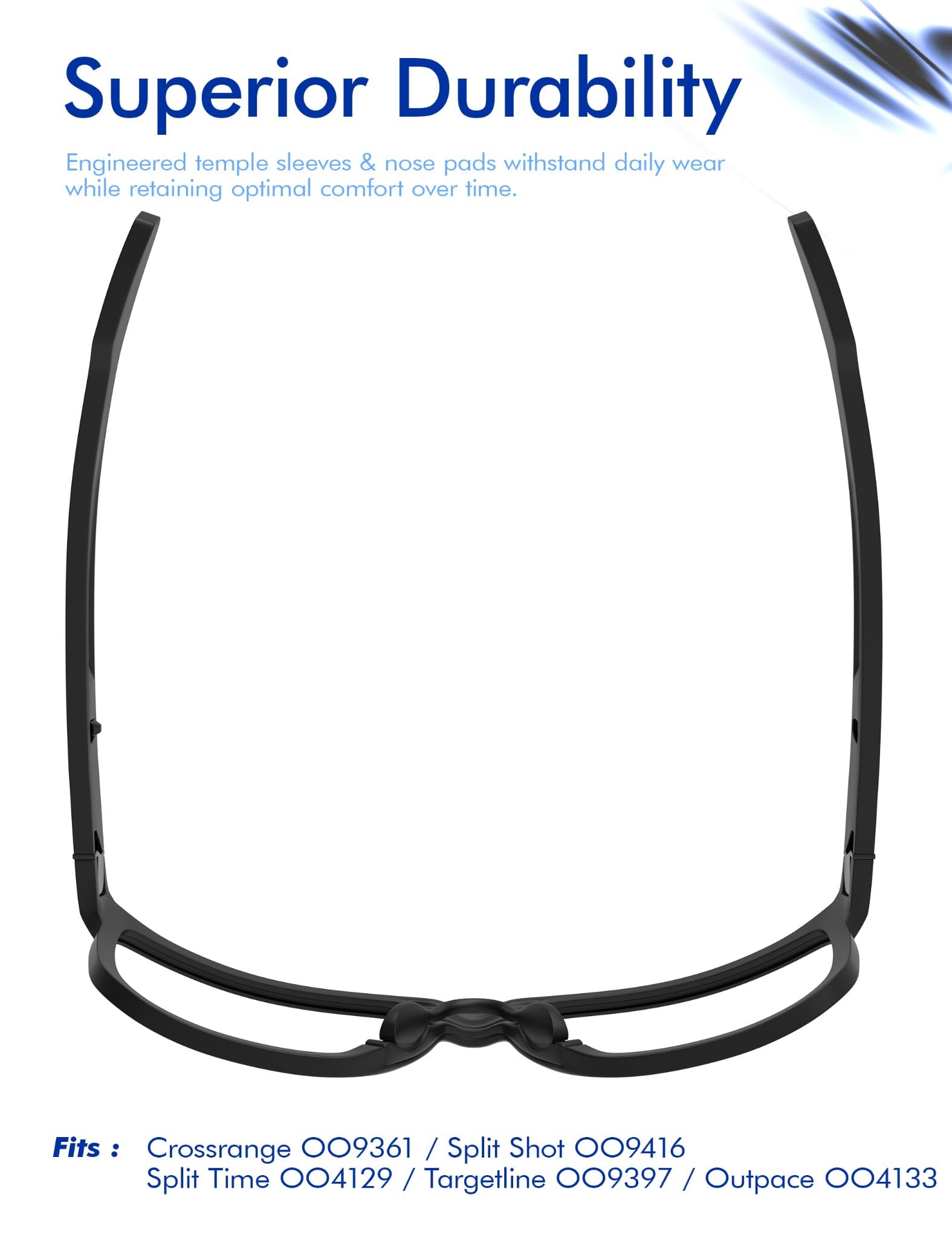 SAUCER Replacement Nose Pieces Pads for Oakley Split Shot OO9416 | Split Time OO4129 | Targetline OO4129 | Crossrange Patch R XL OO9361 Sunglasses - Standard Black + Asian Fit Black - Image 5
